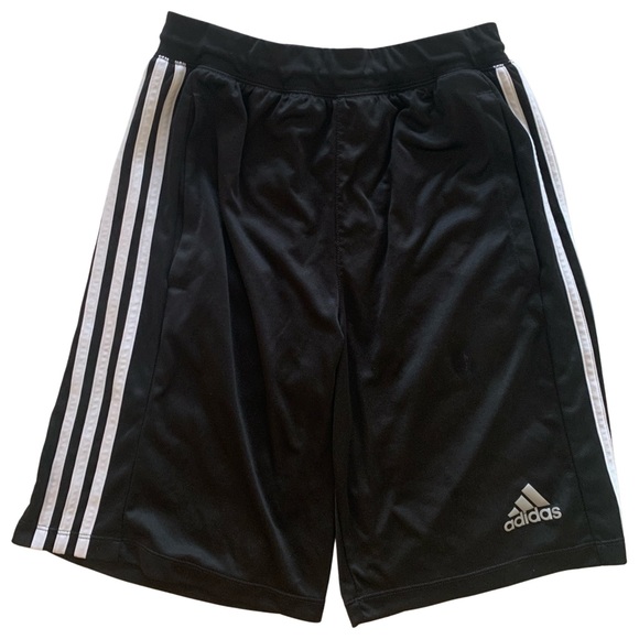 Adidas Black Drawstring Shorts With White Stripes - Picture 1 of 12